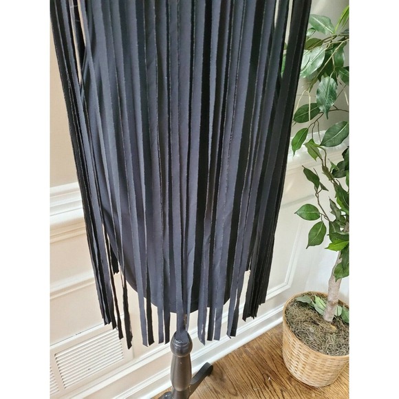 Stilletto's Black Polyester Round Neck Strappy Ruffle Knee Length Party Dress S - Picture 4 of 12